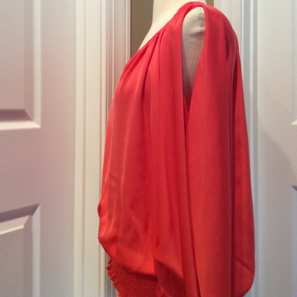 Kenar coral smocked waist blouse Sz S - Picture 5 of 7